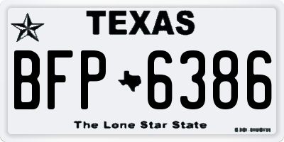 TX license plate BFP6386