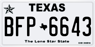 TX license plate BFP6643