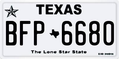 TX license plate BFP6680