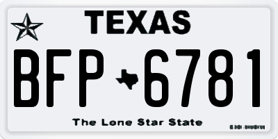 TX license plate BFP6781