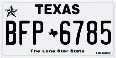 TX license plate BFP6785
