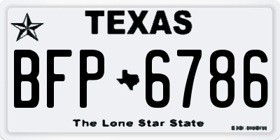 TX license plate BFP6786
