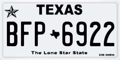 TX license plate BFP6922