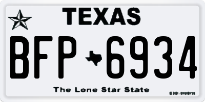 TX license plate BFP6934