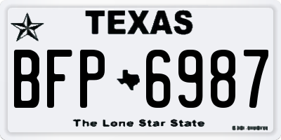 TX license plate BFP6987