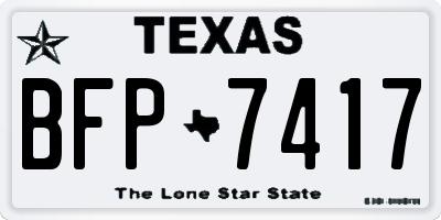 TX license plate BFP7417