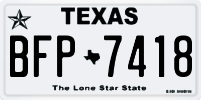 TX license plate BFP7418
