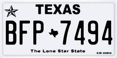 TX license plate BFP7494