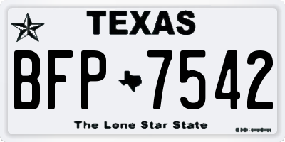 TX license plate BFP7542