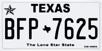 TX license plate BFP7625