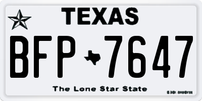 TX license plate BFP7647