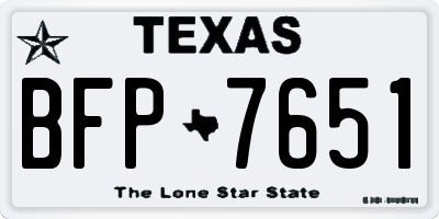 TX license plate BFP7651
