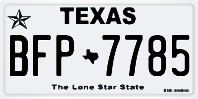 TX license plate BFP7785