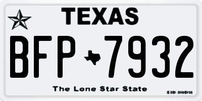 TX license plate BFP7932
