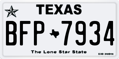 TX license plate BFP7934