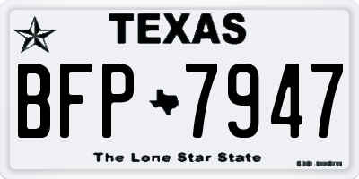 TX license plate BFP7947
