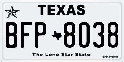 TX license plate BFP8038