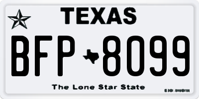 TX license plate BFP8099