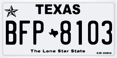 TX license plate BFP8103