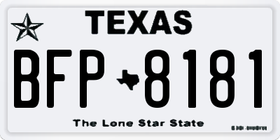 TX license plate BFP8181