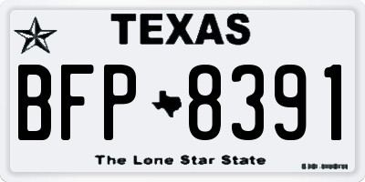 TX license plate BFP8391