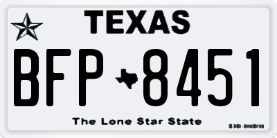 TX license plate BFP8451