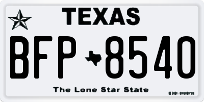 TX license plate BFP8540