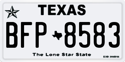 TX license plate BFP8583