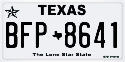 TX license plate BFP8641