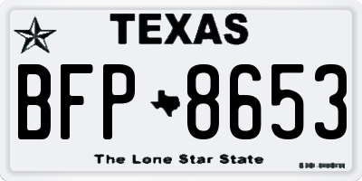 TX license plate BFP8653