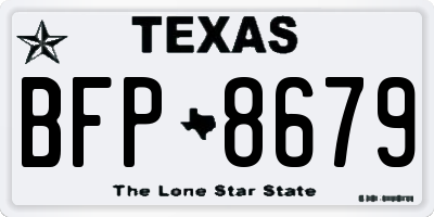 TX license plate BFP8679