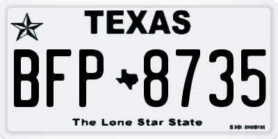 TX license plate BFP8735