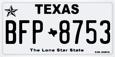 TX license plate BFP8753