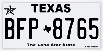 TX license plate BFP8765