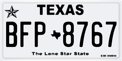 TX license plate BFP8767