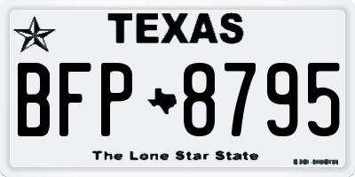 TX license plate BFP8795