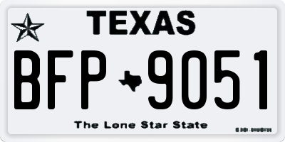 TX license plate BFP9051