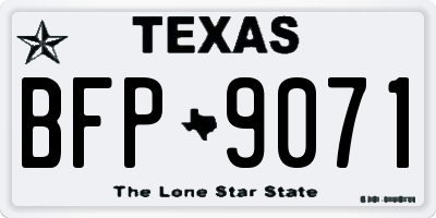 TX license plate BFP9071