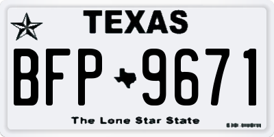 TX license plate BFP9671