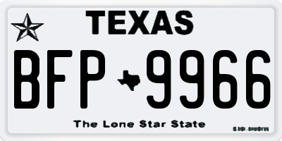 TX license plate BFP9966