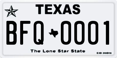 TX license plate BFQ0001