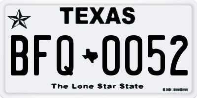 TX license plate BFQ0052
