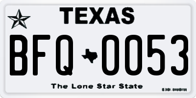 TX license plate BFQ0053