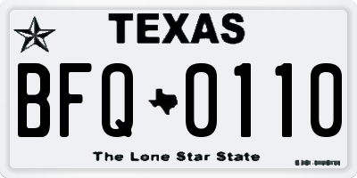 TX license plate BFQ0110