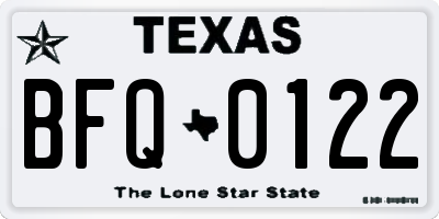 TX license plate BFQ0122