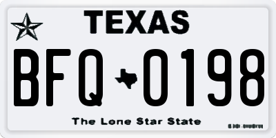 TX license plate BFQ0198