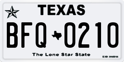 TX license plate BFQ0210