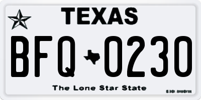TX license plate BFQ0230