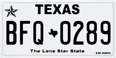 TX license plate BFQ0289