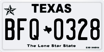 TX license plate BFQ0328